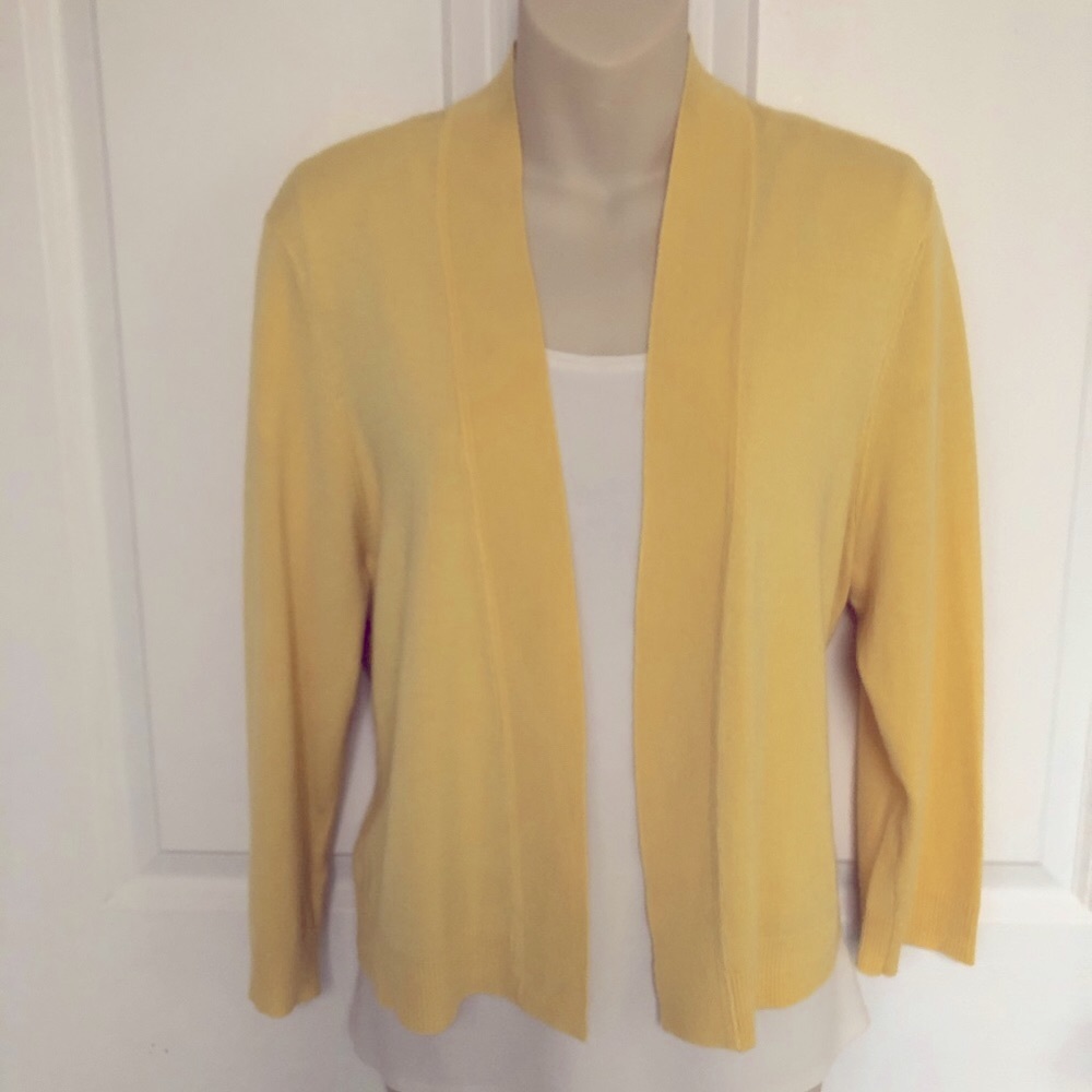Yellow banded front cardigan
